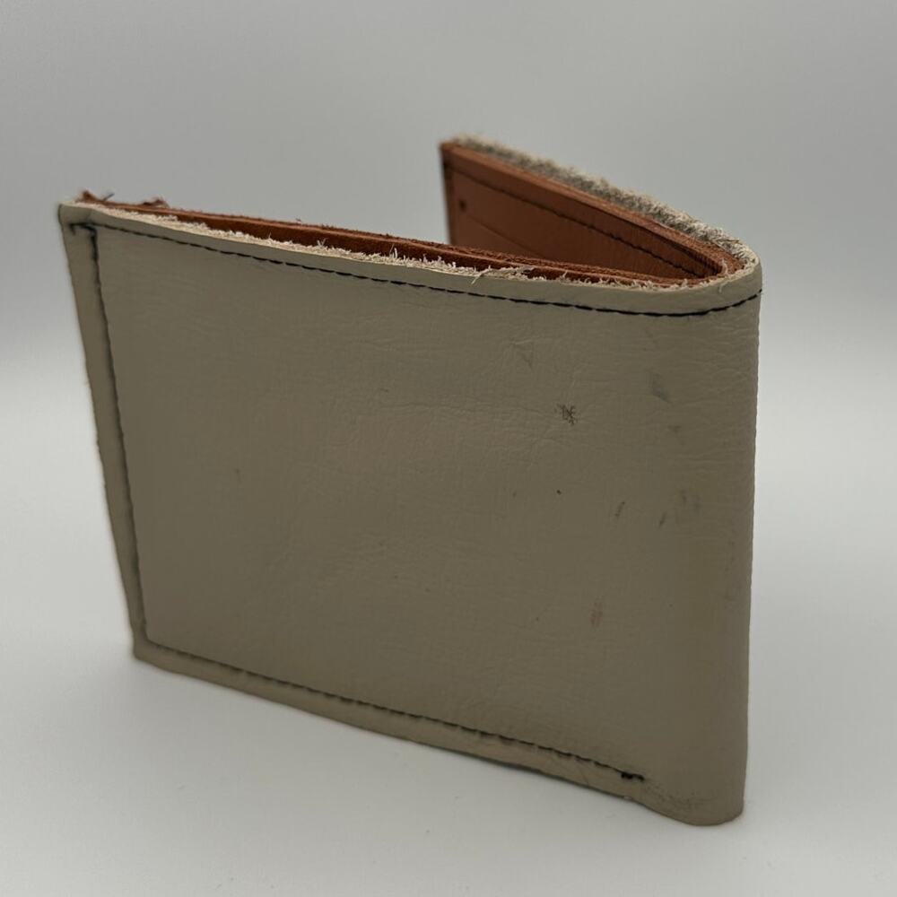 Minimalist Handmade Oaxaca Leather Wallet Beige Slim Bifold Card Holder